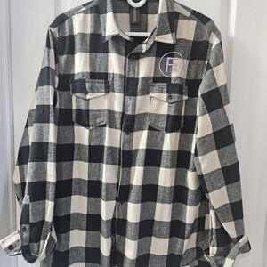 Black and White Checkered Flannel Shirt